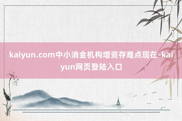 kaiyun.com中小消金机构增资存难点现在-kaiyun网页登陆入口